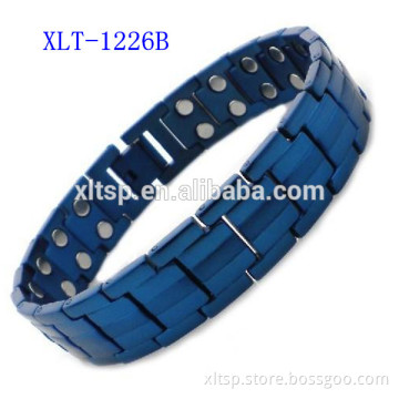 Unique design blue color titanium jewelry blood pressure magnetic bracelet for men